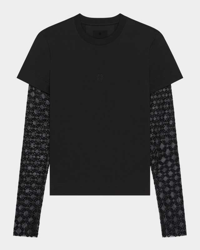 4G Mesh Long-Sleeve Layered T-Shirt